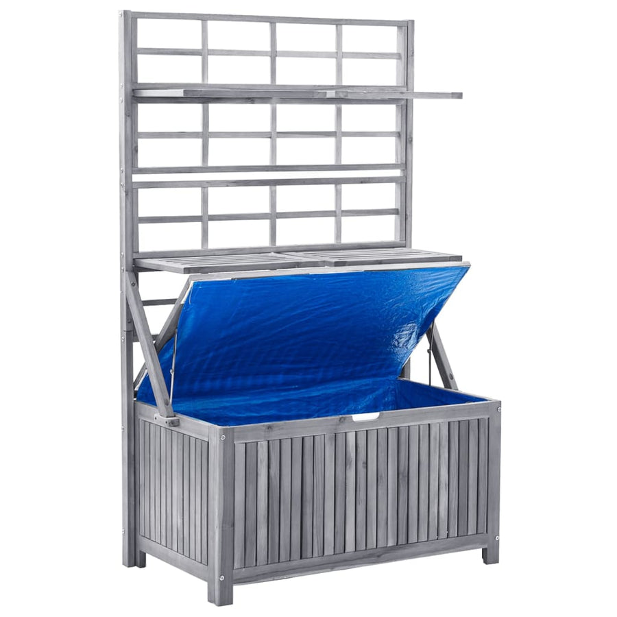 Opbergbox Met Latwerk 99X55X160 Cm Massief Acaciahout Grijs