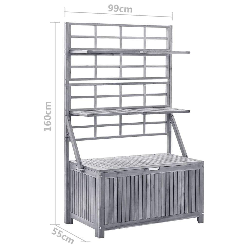 Opbergbox Met Latwerk 99X55X160 Cm Massief Acaciahout Grijs