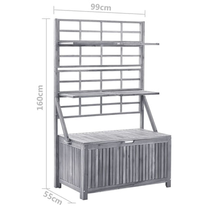 Opbergbox Met Latwerk 99X55X160 Cm Massief Acaciahout Grijs