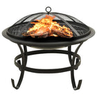 Vuurschaal En Barbecue 2-In-1 Met Pook 56X56X49 Cm Staal Zwart