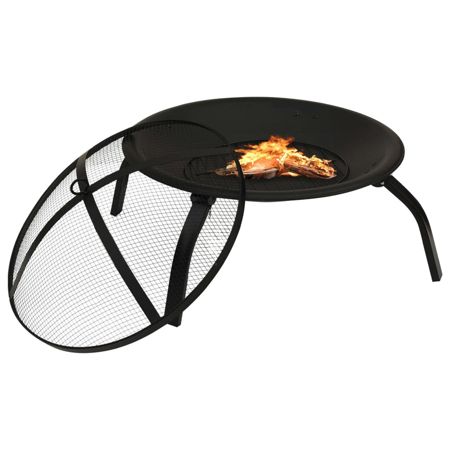 Vuurschaal En Barbecue 2-In-1 Met Pook 56X56X49 Cm Staal Zwart