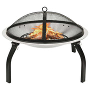 Vuurschaal barbecue 56x49 cm RVS zilver