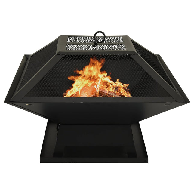 Vuurschaal En Barbecue 2-In-1 Met Pook 46,5X46,5X37 Cm Staal