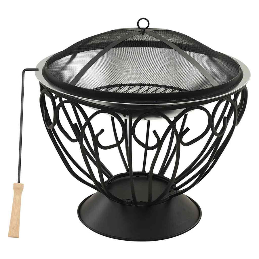 Vuurschaal En Barbecue 2-In-1 Met Pook 59X59X60 Cm Rvs