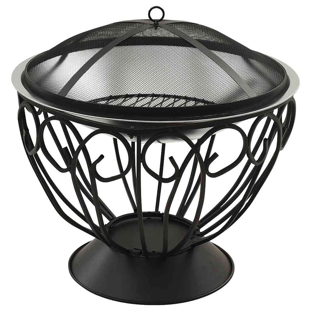 Vuurschaal En Barbecue 2-In-1 Met Pook 59X59X60 Cm Rvs