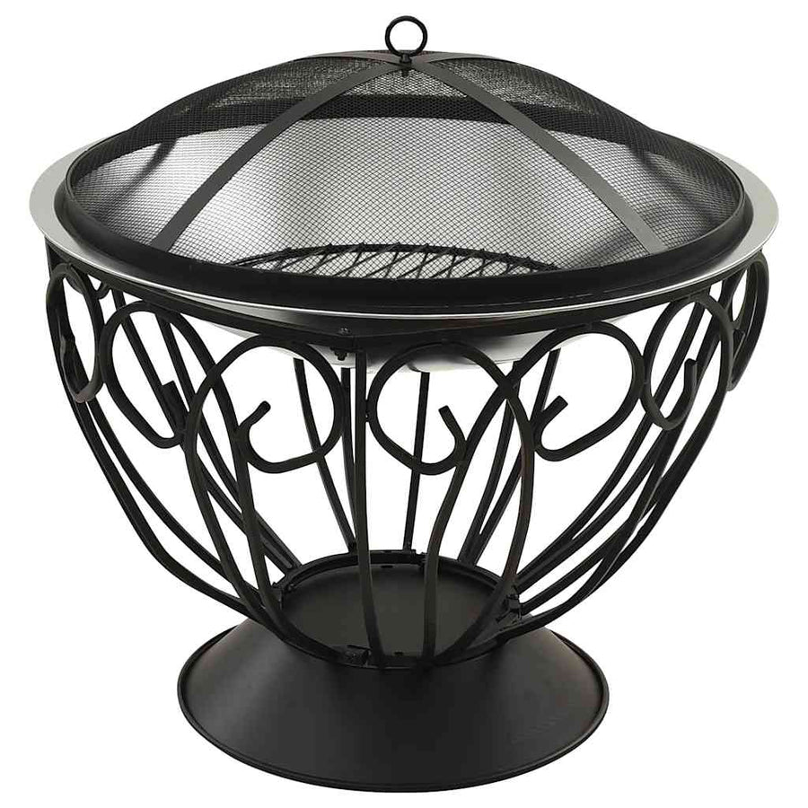 Vuurschaal En Barbecue 2-In-1 Met Pook 59X59X60 Cm Rvs