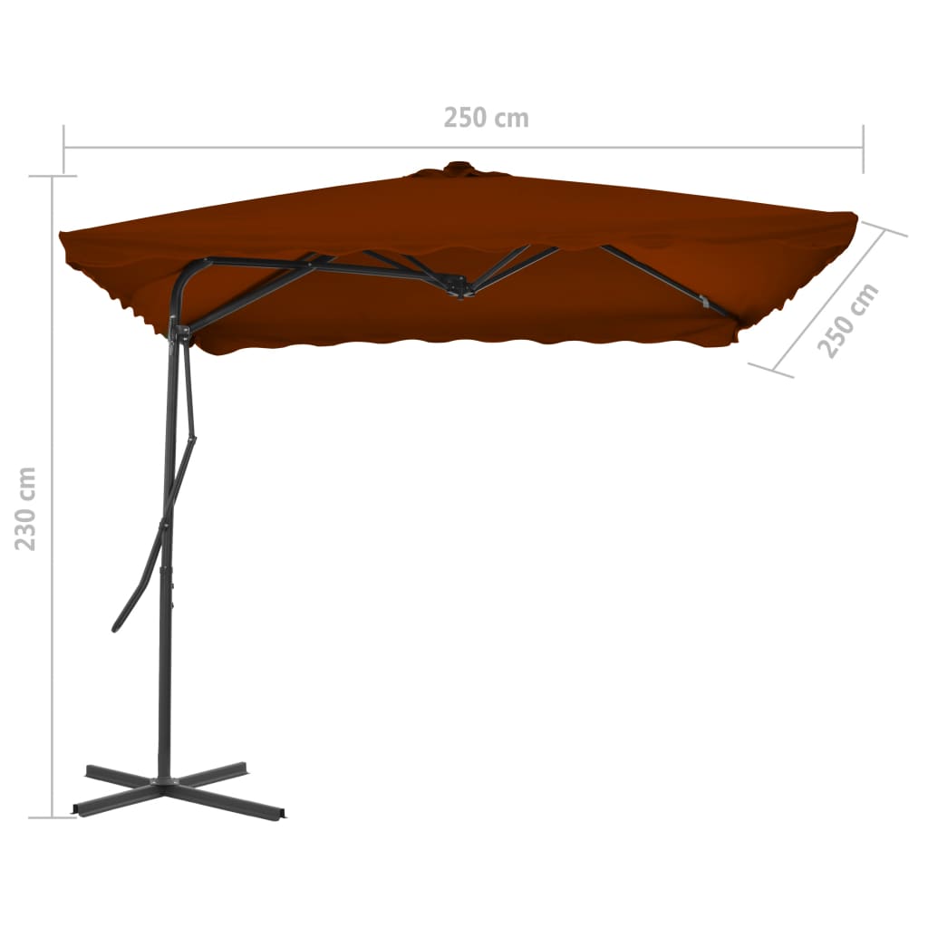 Parasol Met Stalen Paal 250X250X230 Cm Kleurig Terracotta