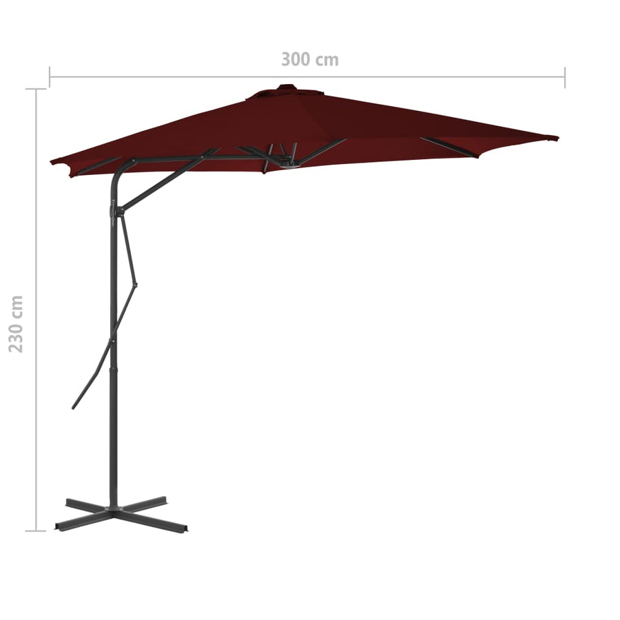 Parasol Met Stalen Paal 300X230 Cm Bordeaux Rood