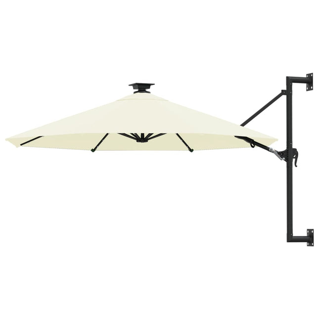 Wandparasol Met Led's En Metalen Paal 300 Cm Kleurig Zand