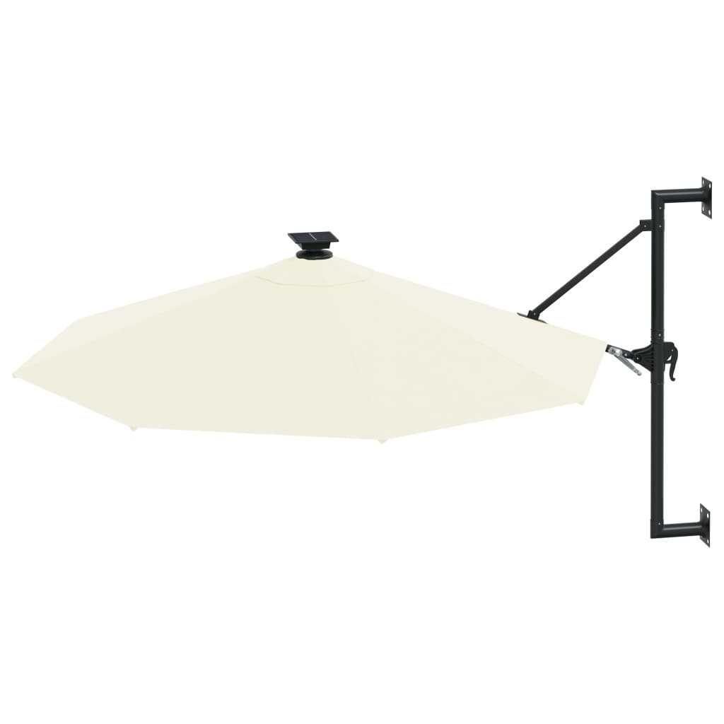 Wandparasol Met Led's En Metalen Paal 300 Cm Kleurig Zand