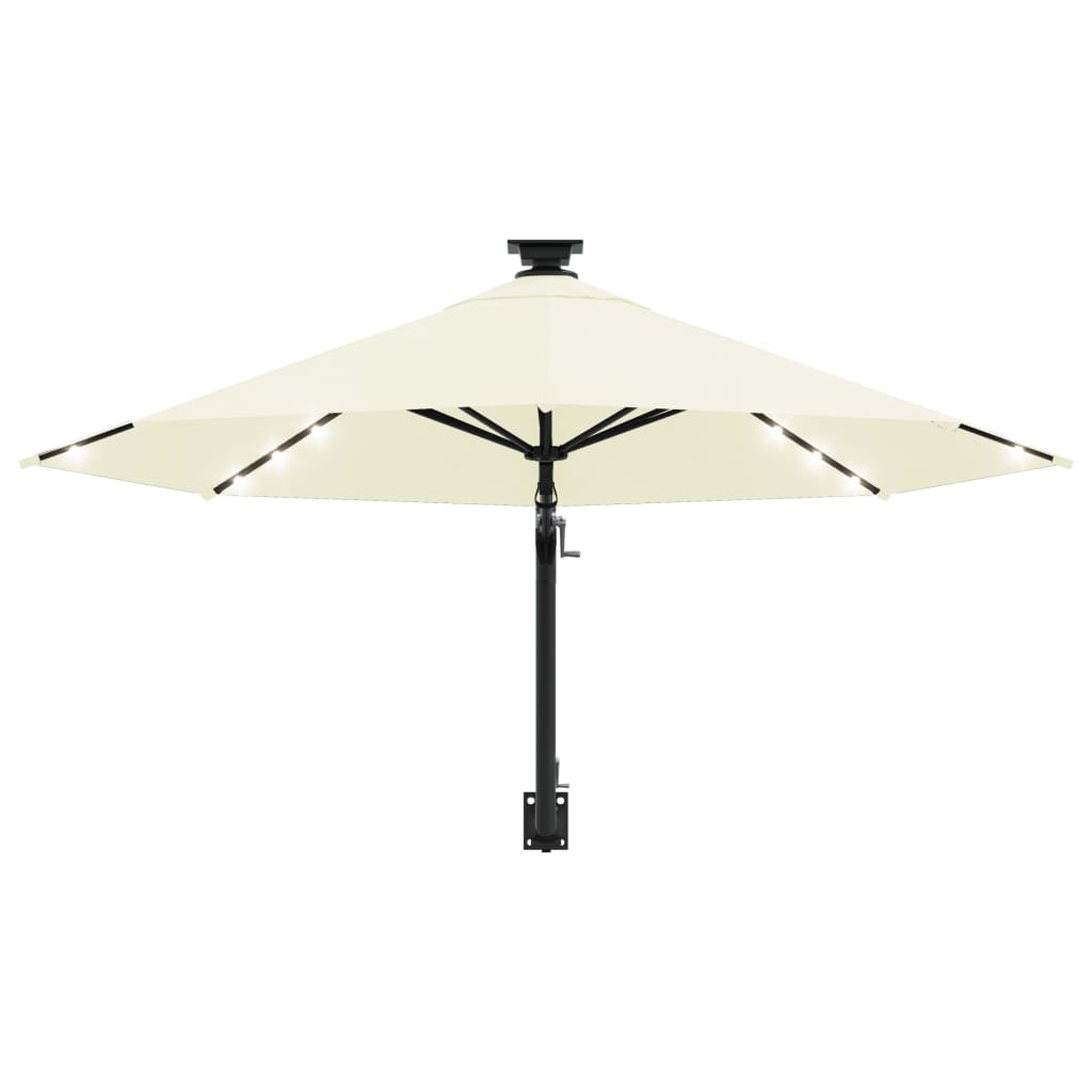 Wandparasol Met Led's En Metalen Paal 300 Cm Kleurig Zand