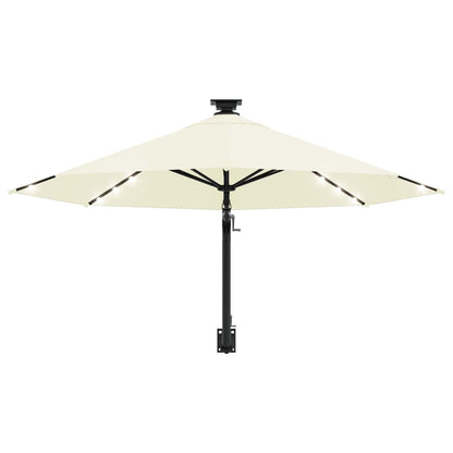 Wandparasol Met Led's En Metalen Paal 300 Cm Kleurig Zand