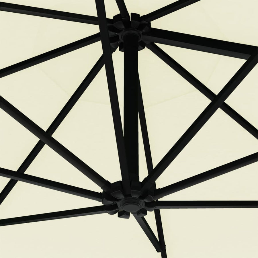 Wandparasol Met Led's En Metalen Paal 300 Cm Kleurig Zand