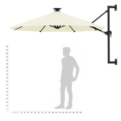 Wandparasol Met Led's En Metalen Paal 300 Cm Kleurig Zand