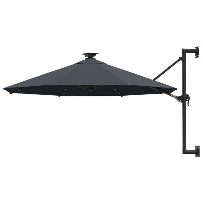 Wandparasol Met Led's En Metalen Paal 300 Cm Kleurig Antraciet