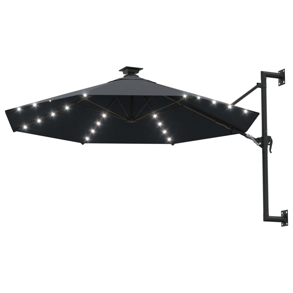 Wandparasol Met Led's En Metalen Paal 300 Cm Kleurig Antraciet