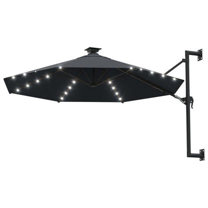 Wandparasol Met Led's En Metalen Paal 300 Cm Kleurig Antraciet