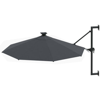 Wandparasol Met Led's En Metalen Paal 300 Cm Kleurig Antraciet