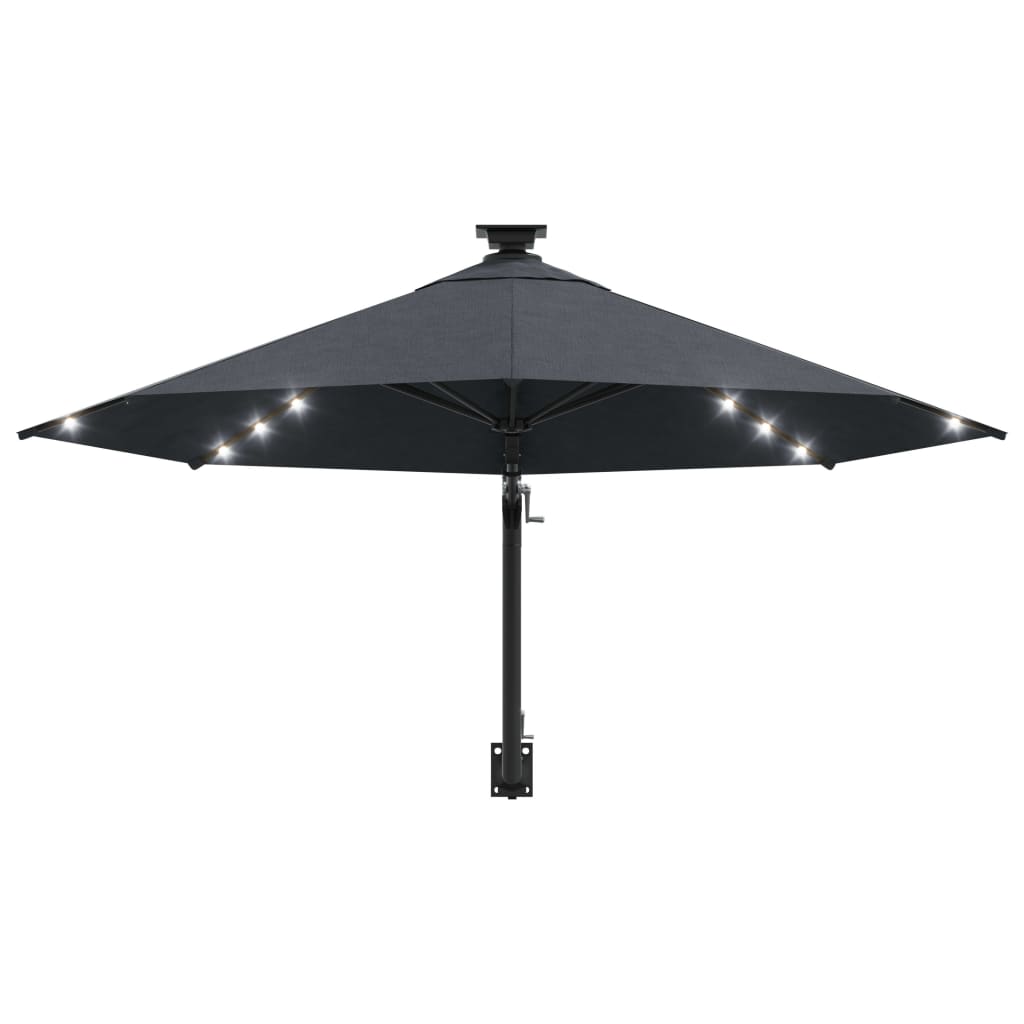 Wandparasol Met Led's En Metalen Paal 300 Cm Kleurig Antraciet