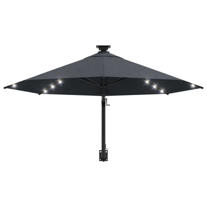 Wandparasol Met Led's En Metalen Paal 300 Cm Kleurig Antraciet