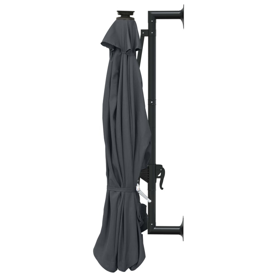 Wandparasol Met Led's En Metalen Paal 300 Cm Kleurig Antraciet