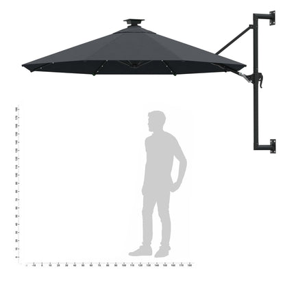 Wandparasol Met Led's En Metalen Paal 300 Cm Kleurig Antraciet