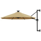 Wandparasol Met Led's En Metalen Paal 300 Cm Taupe