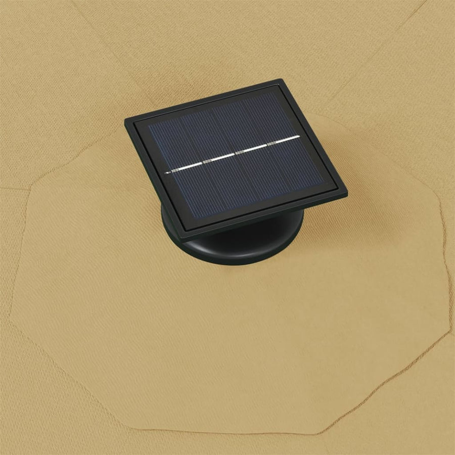 Wandparasol Met Led's En Metalen Paal 300 Cm Taupe