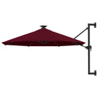 Wandparasol Met Led's En Metalen Paal 300 Cm Bordeauxrood