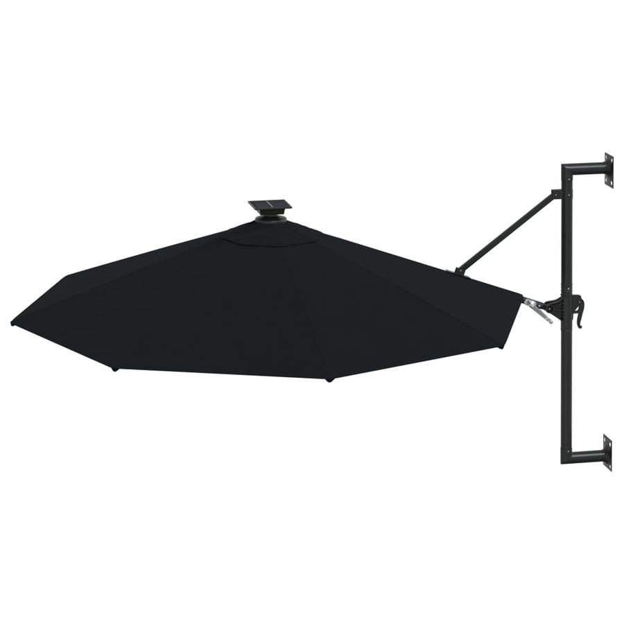 Wandparasol Met Led's En Metalen Paal 300 Cm Zwart