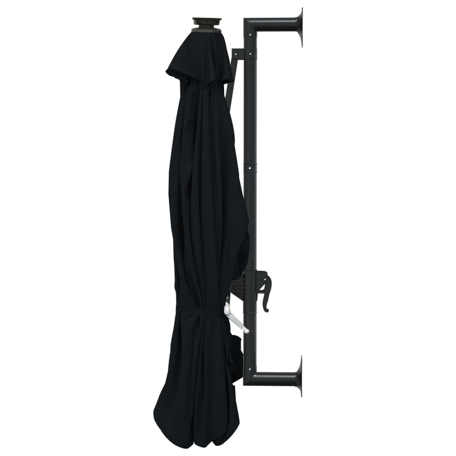 Wandparasol Met Led's En Metalen Paal 300 Cm Zwart