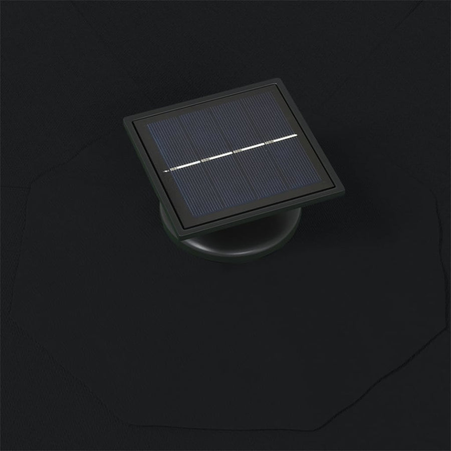 Wandparasol Met Led's En Metalen Paal 300 Cm Zwart