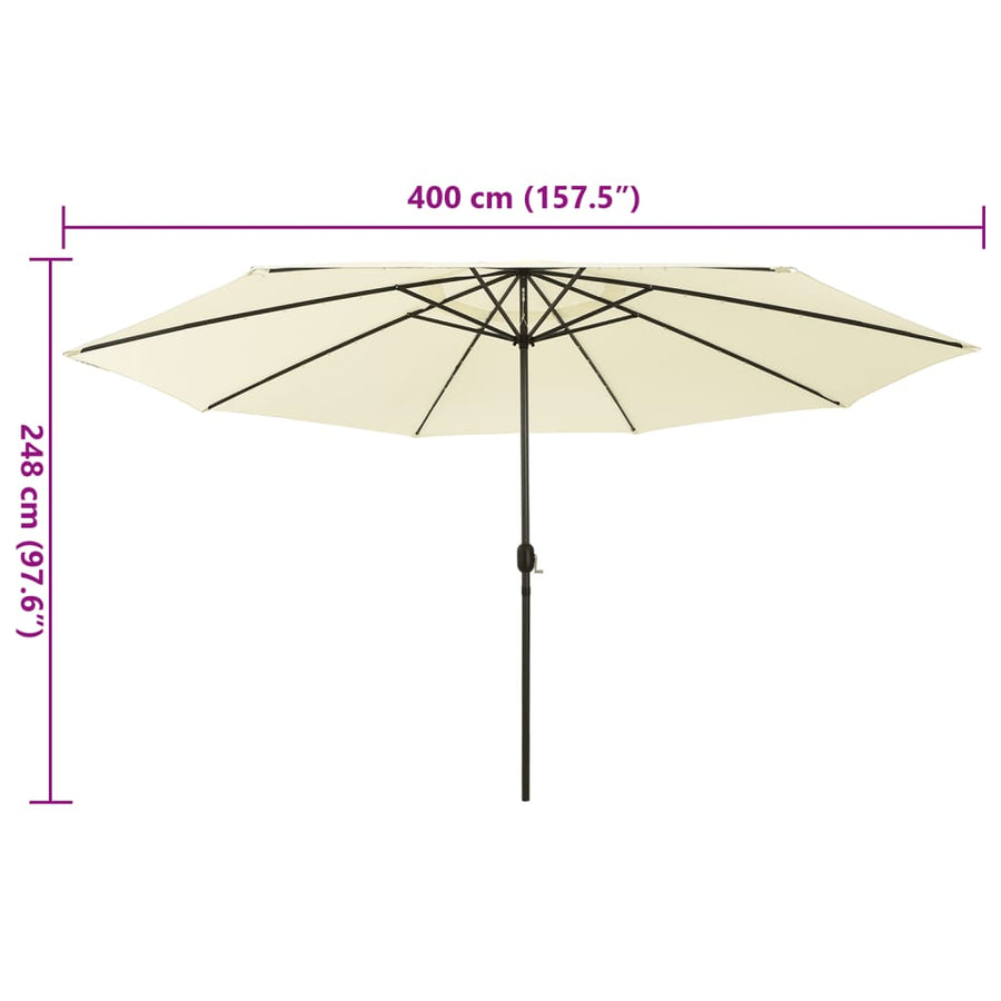 Parasol met LED-verlichting 400 cm zandkleurig