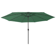 Parasol 400 cm groen met LED-verlichting