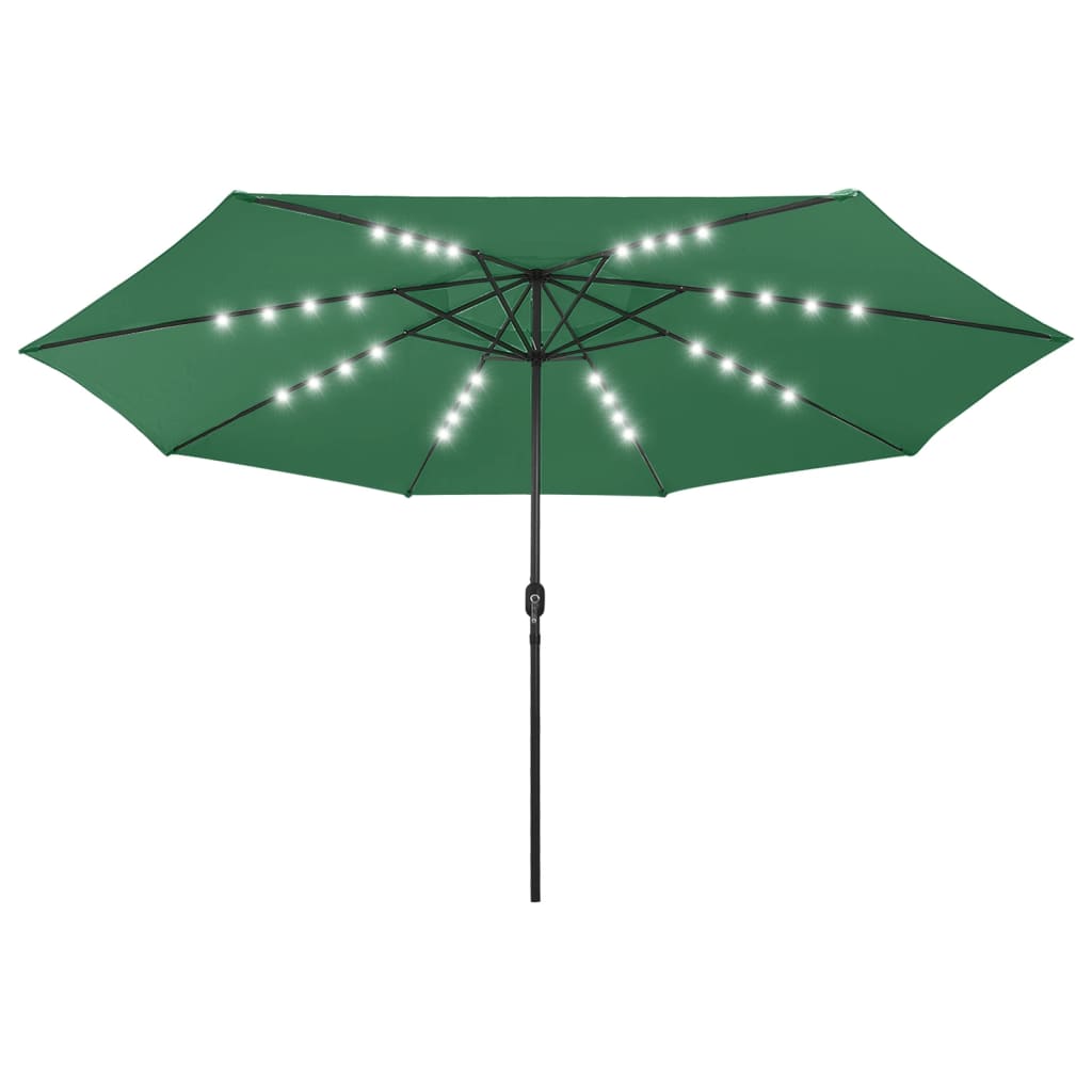 Parasol Met Led-Verlichting En Metalen Paal 400 Cm Groen