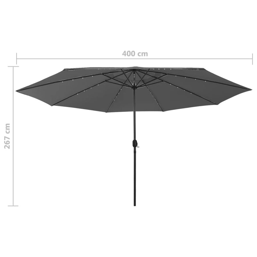 Parasol Met Led-Verlichting Metalen Paal 400 Cm Antracietkleur