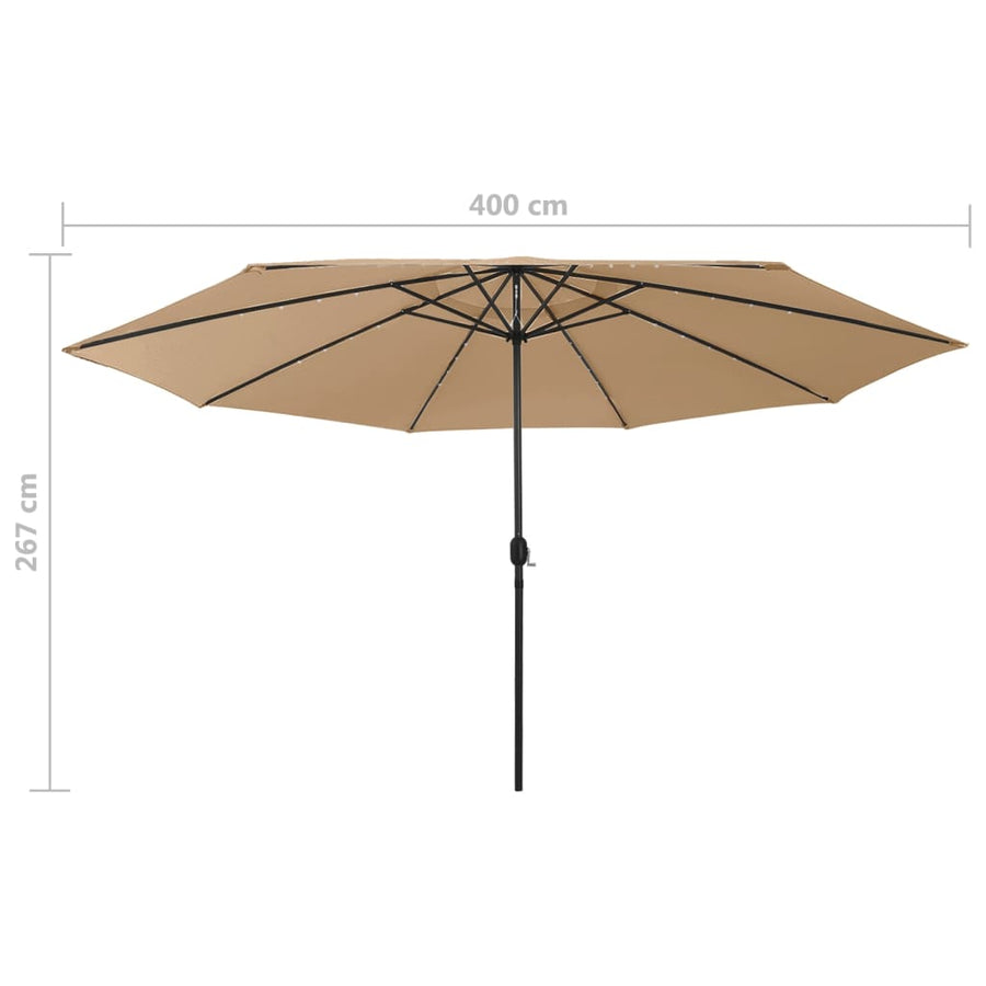 Parasol Met Led-Verlichting 400 Cm Taupe