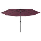 Parasol Met Led-Verlichting En Metalen Paal 400 Cm Bordeauxrood