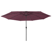 Parasol 400 cm bordeauxrood met LED-verlichting