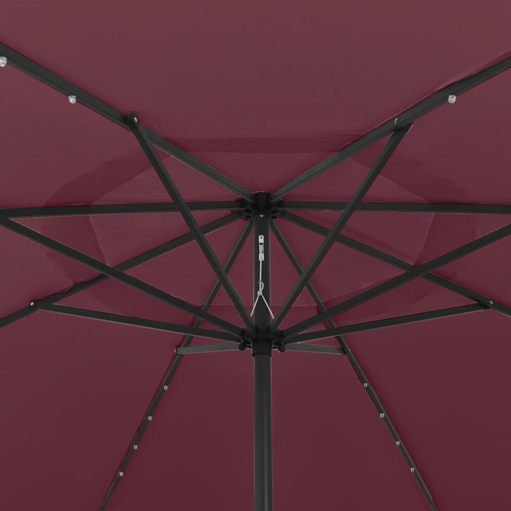 Parasol Met Led-Verlichting 400 Cm Bordeauxrood