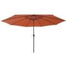 Parasol met LED-verlichting metalen paal 400 cm terracottakleur Terracotta