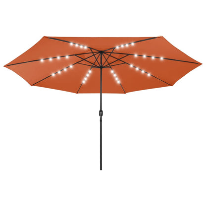 Parasol met LED-verlichting metalen paal 400 cm terracottakleur Terracotta