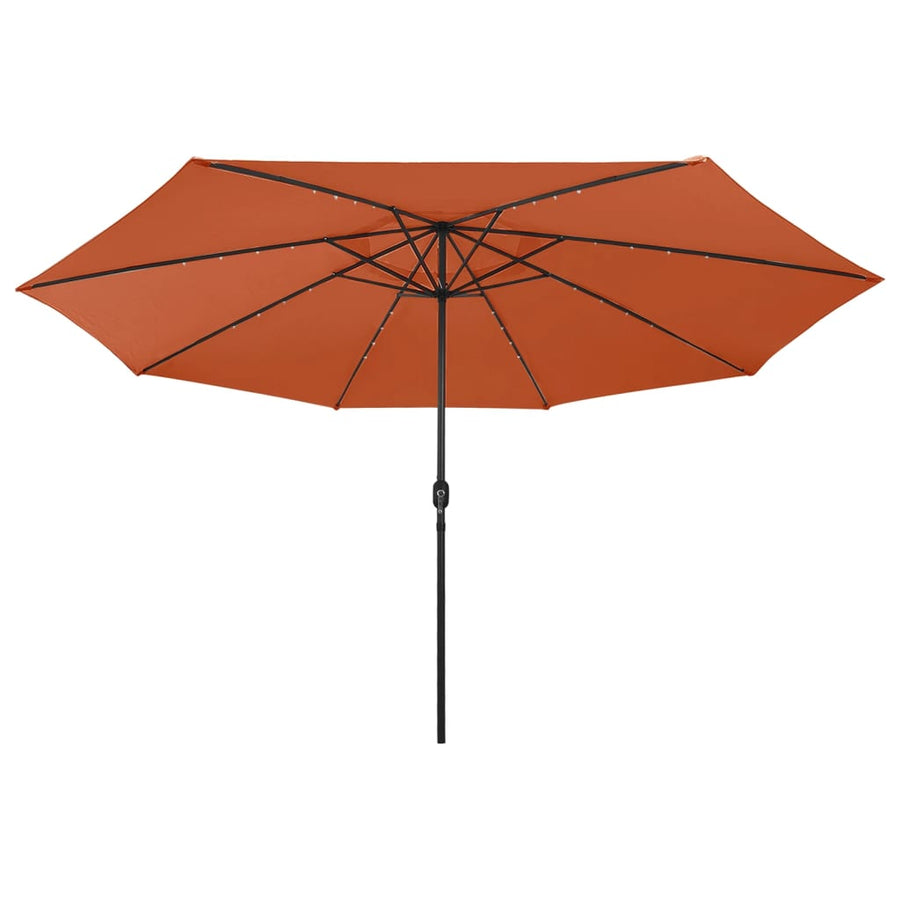 Parasol met LED-verlichting metalen paal 400 cm terracottakleur Terracotta
