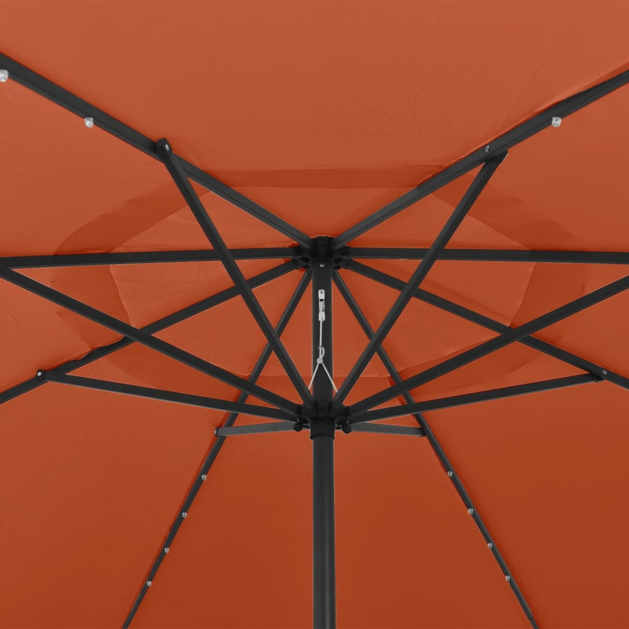 Parasol met LED-verlichting metalen paal 400 cm terracottakleur Terracotta