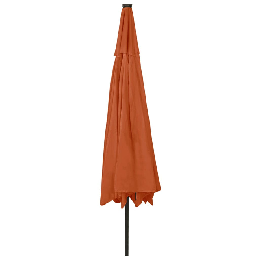 Parasol met LED-verlichting metalen paal 400 cm terracottakleur Terracotta