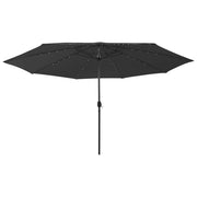 Parasol 400 cm zwart met LED-verlichting