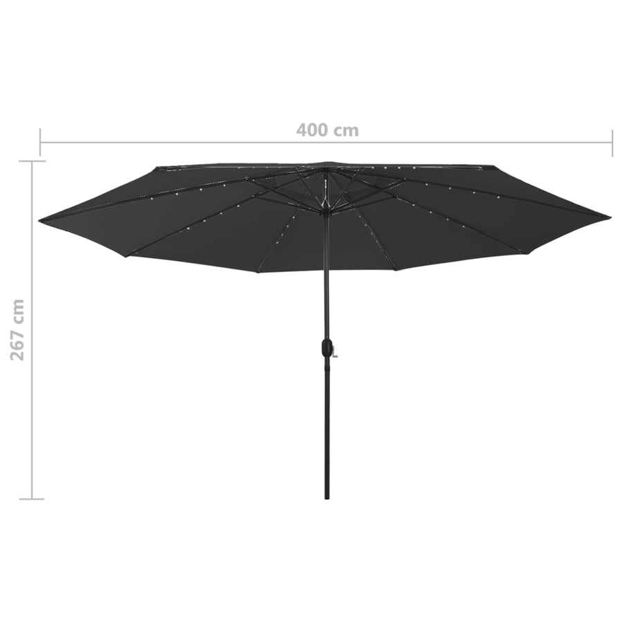 Parasol met LED-verlichting 400 cm zwart