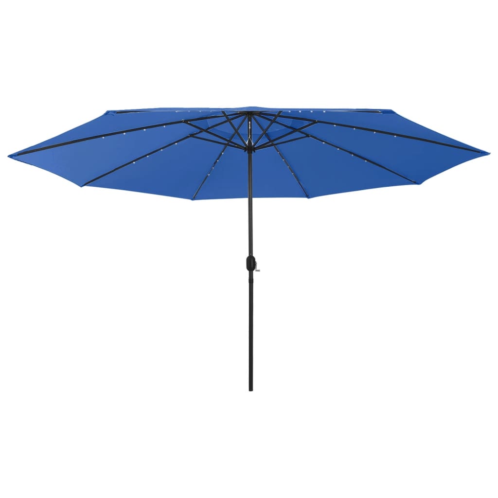 Parasol Met Led-Verlichting En Metalen Paal 400 Cm Azuurblauw azure blue