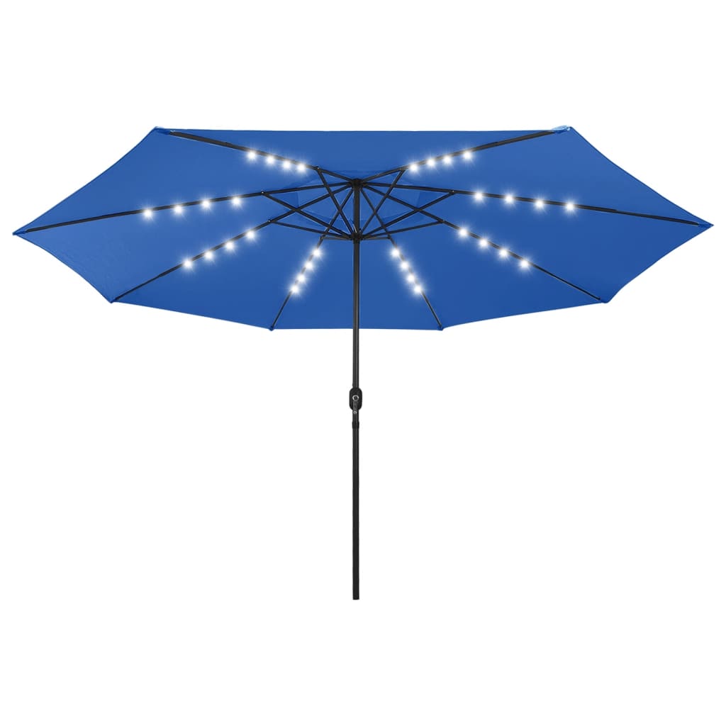 Parasol Met Led-Verlichting En Metalen Paal 400 Cm Azuurblauw azure blue