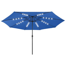 Parasol Met Led-Verlichting En Metalen Paal 400 Cm Azuurblauw azure blue